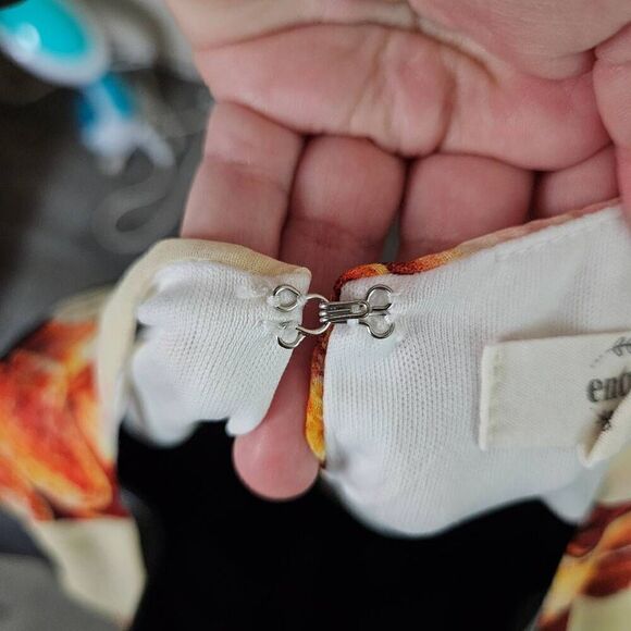 Entro Floral Midi Dress - Cream and Orange - Picture 7 of 8